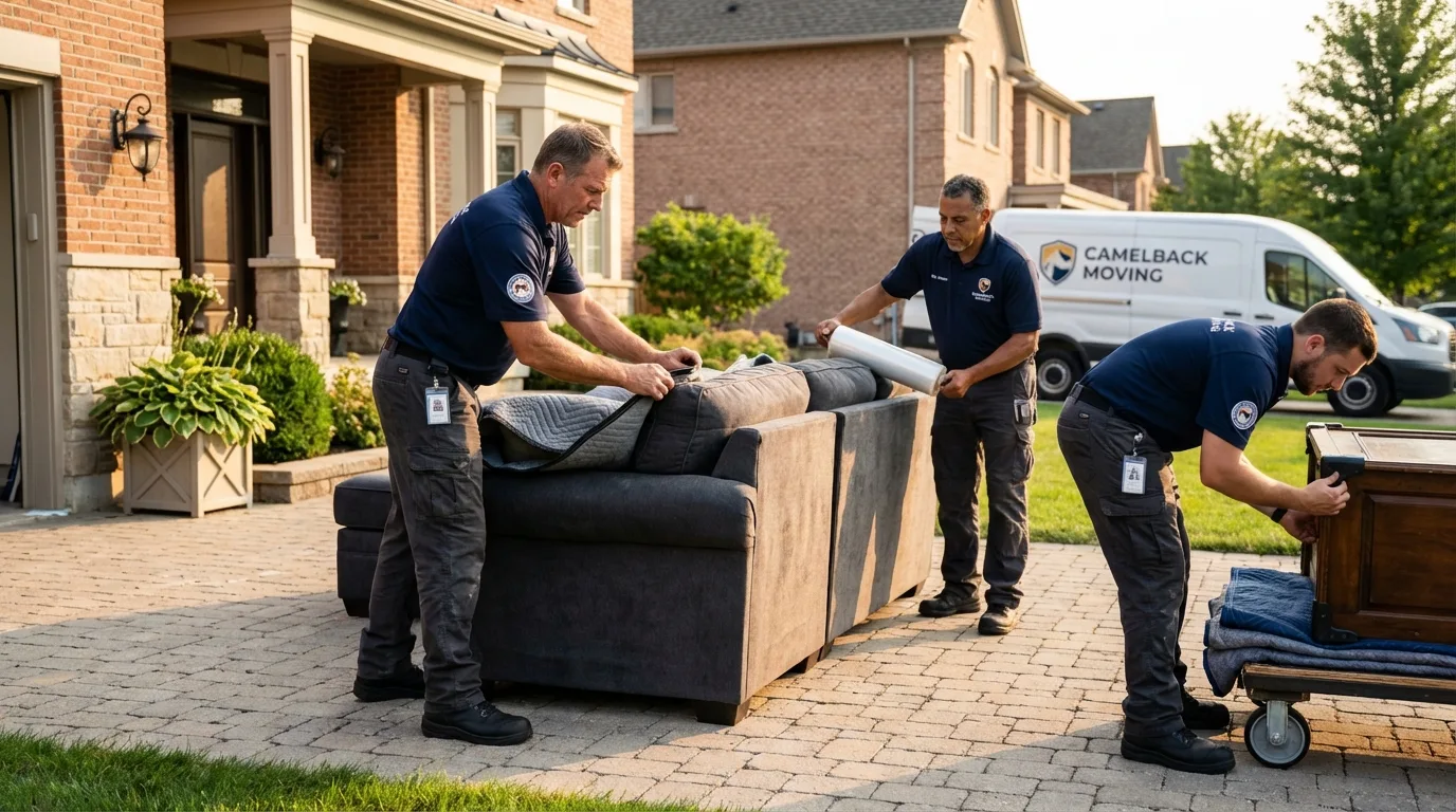 Large estate moving crew wrapping furniture in Amelia, LA